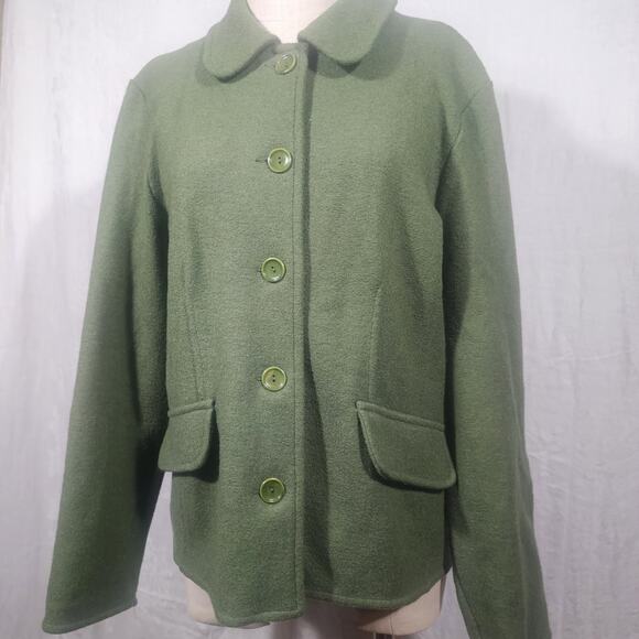 TALBOTS sz XL green button front alpaca & wool blend jacket - Picture 2 of 6